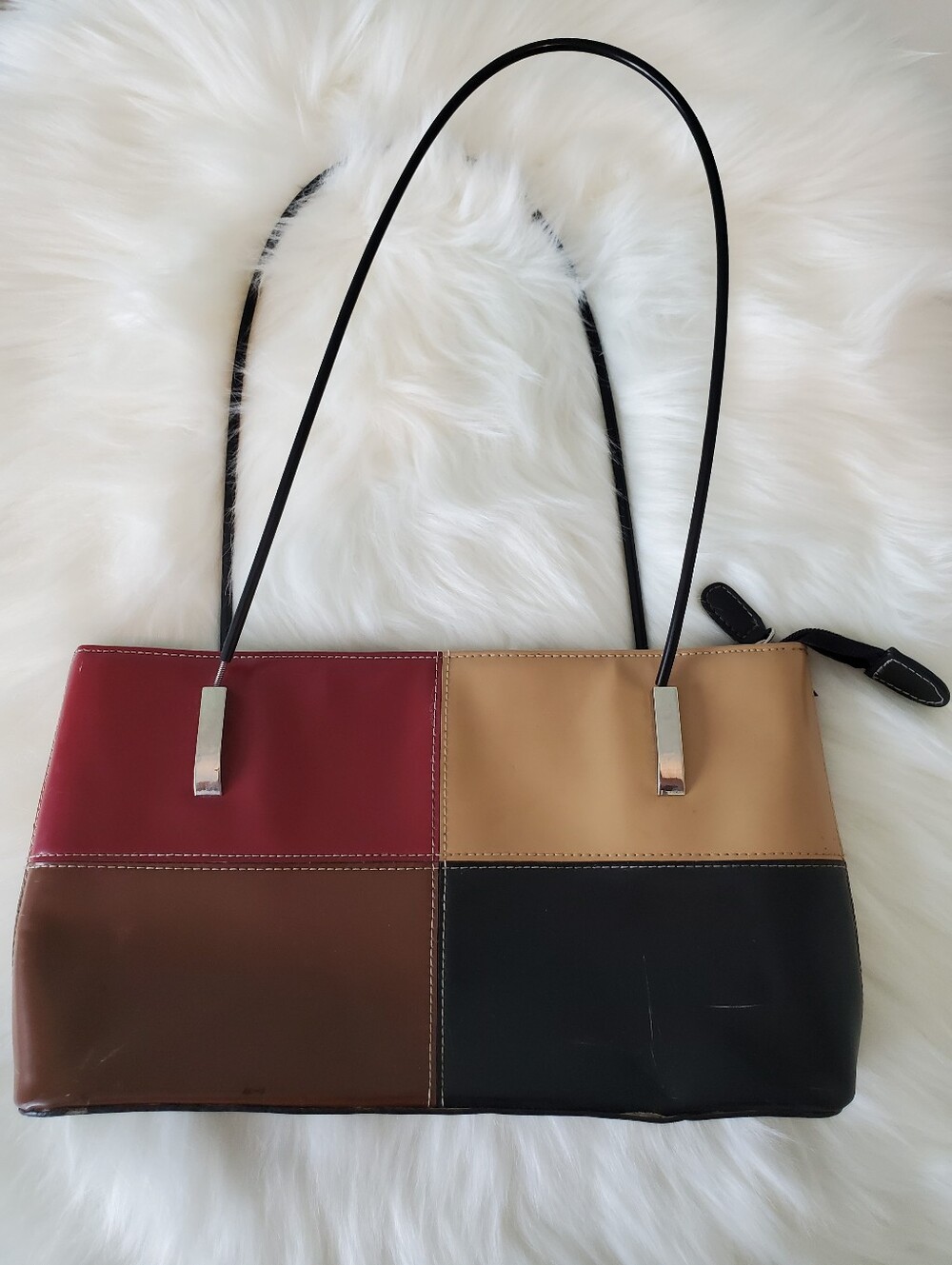 Y2K Colorblock Geometric East West Shoulder Bag